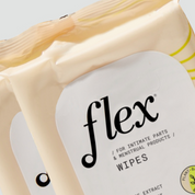 Two packs of Flex wipes for intimate parts and menstrual products