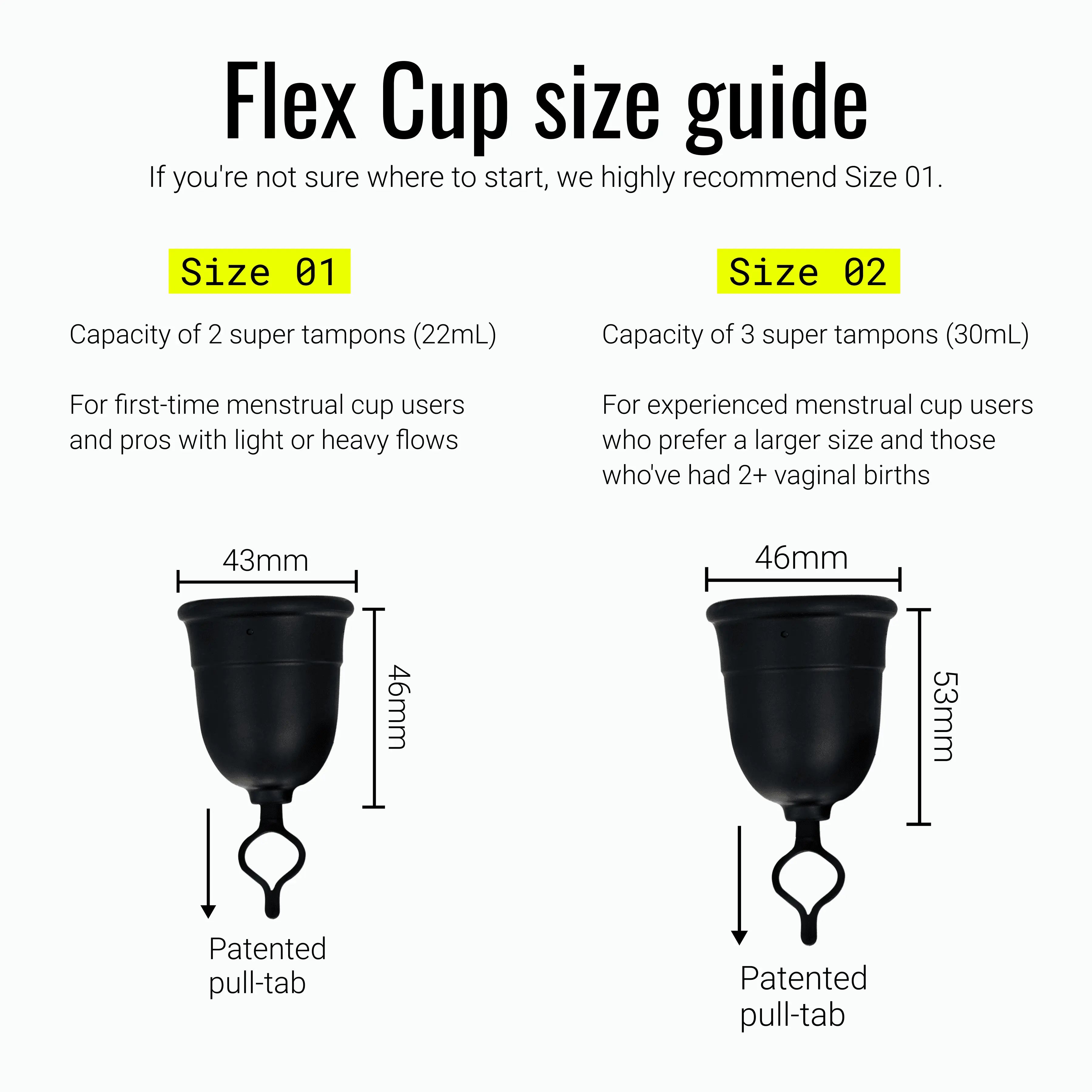 Flex Cup Starter Kit (Full Fit - Size 02), Reusable Menstrual Cup + 2 Free  Menstrual Discs, Pull-Tab for Easy Removal, Tampon + Pad Alternative
