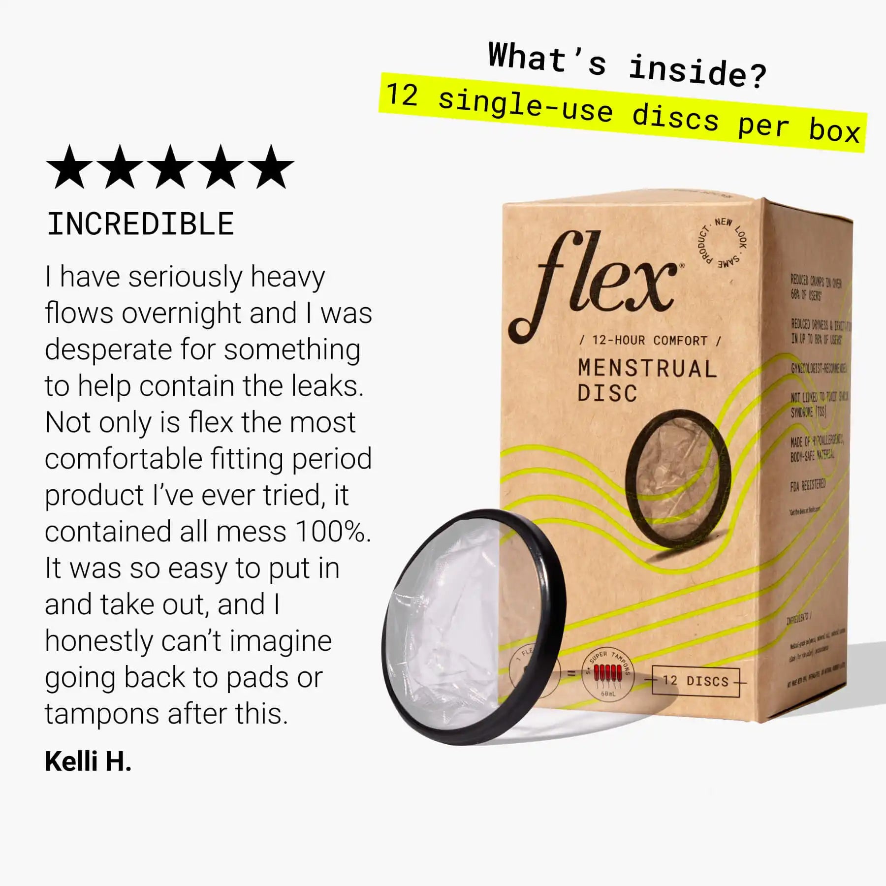 Flex Disposable Menstrual Discs - 12 Discs 