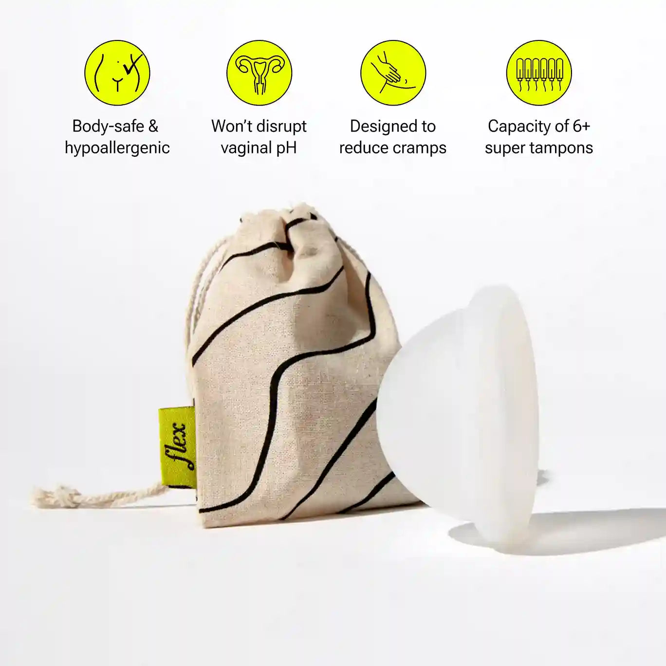 Flex Reusable Menstrual Cup Size 2 with 2 Free Flex Disposable