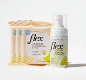 Flex foaming wash and biodegradable wipes duo