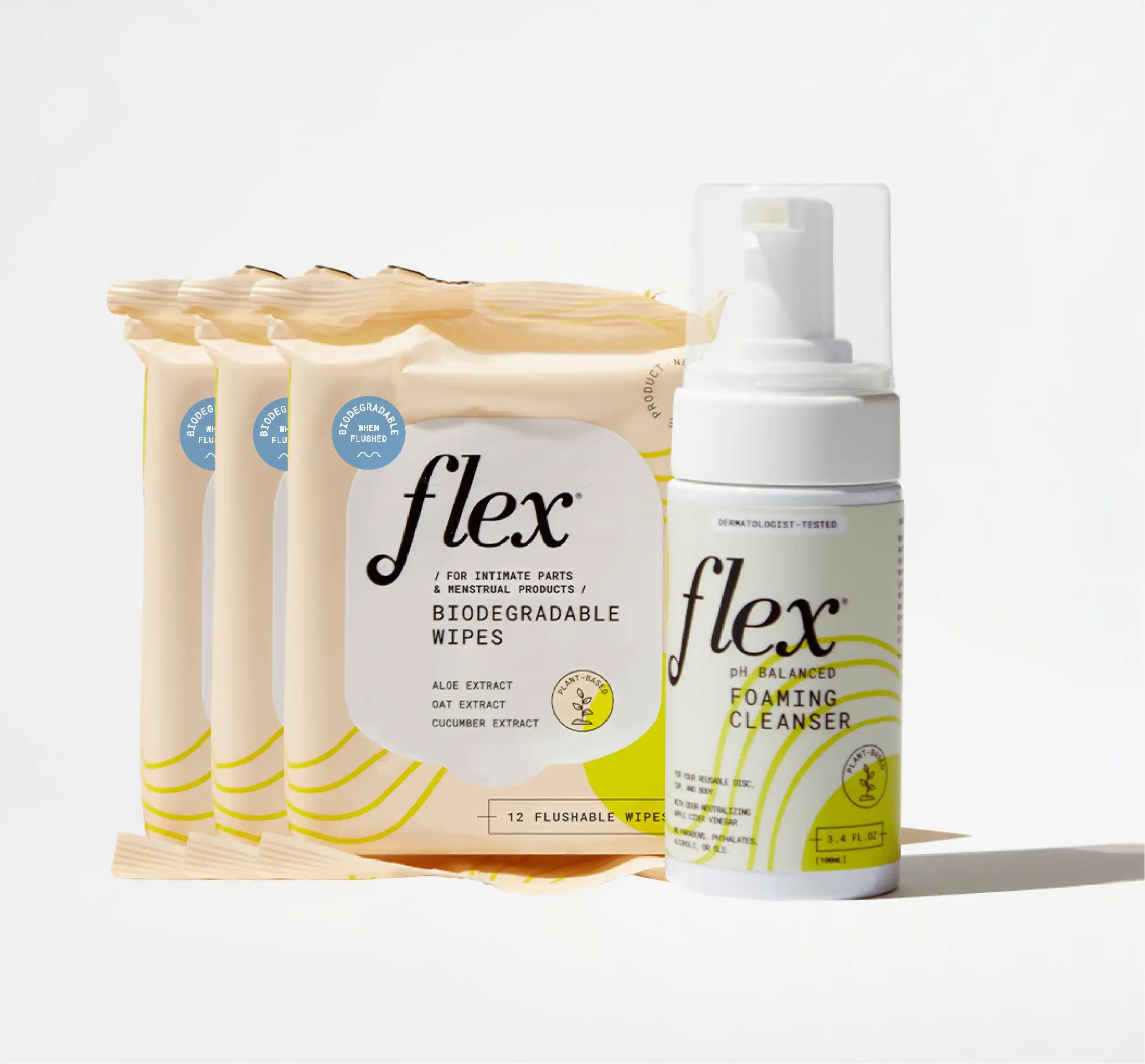 Flex foaming wash and plant plus wipes duo