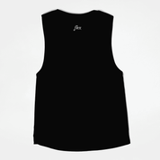 Back view of sleeveless tank top with 'flex' text near the neckline